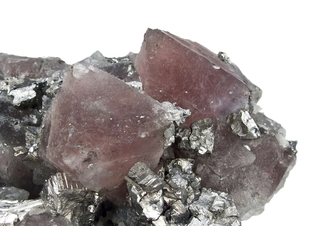 Pink Fluorite on Arsenopyrite - image 2