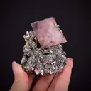 Pink Fluorite on Arsenopyrite - image 2