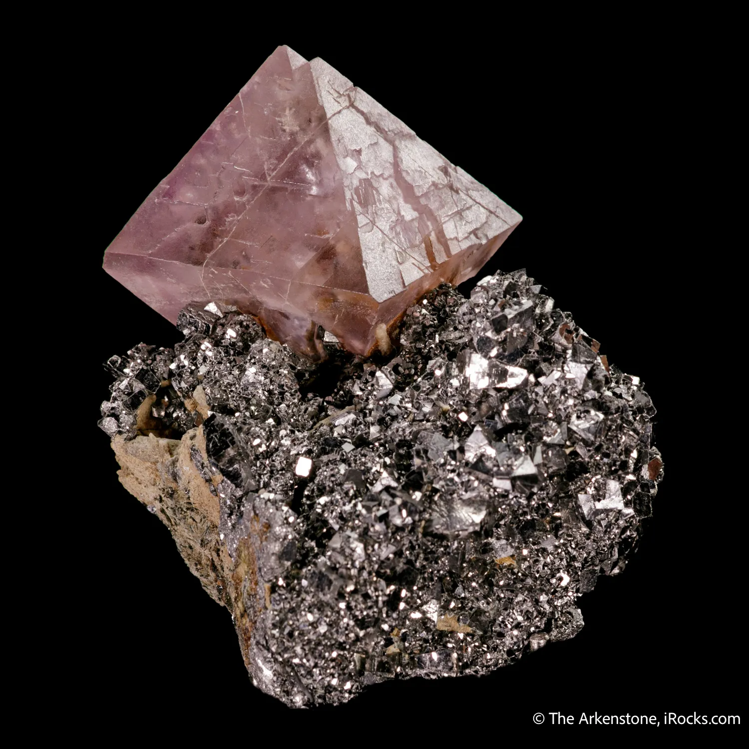 Pink Fluorite on Arsenopyrite - image 4