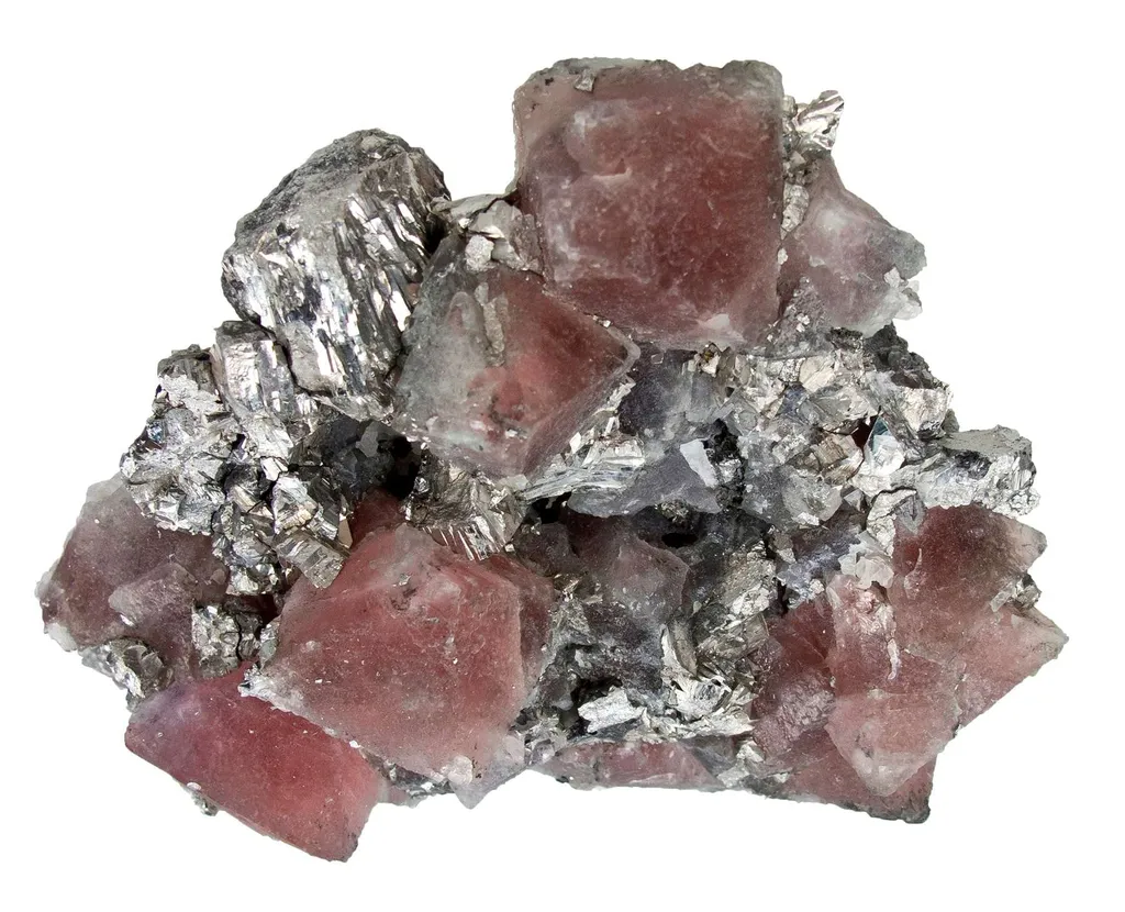 Pink Fluorite on Arsenopyrite image