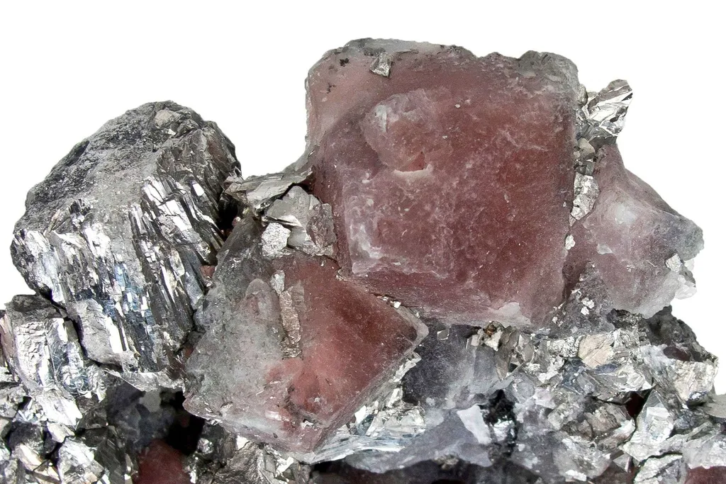 Pink Fluorite on Arsenopyrite - image 3