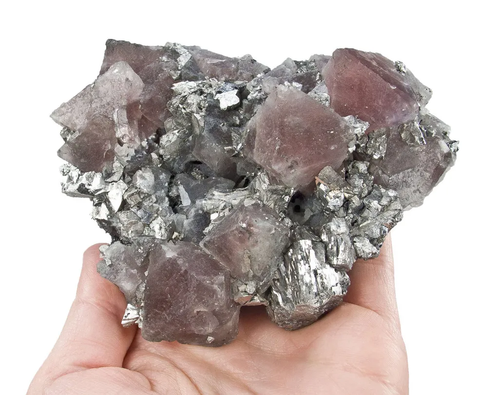 Pink Fluorite on Arsenopyrite - image 4