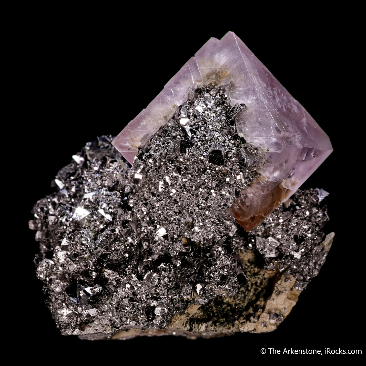 Pink Fluorite on Arsenopyrite - image 7
