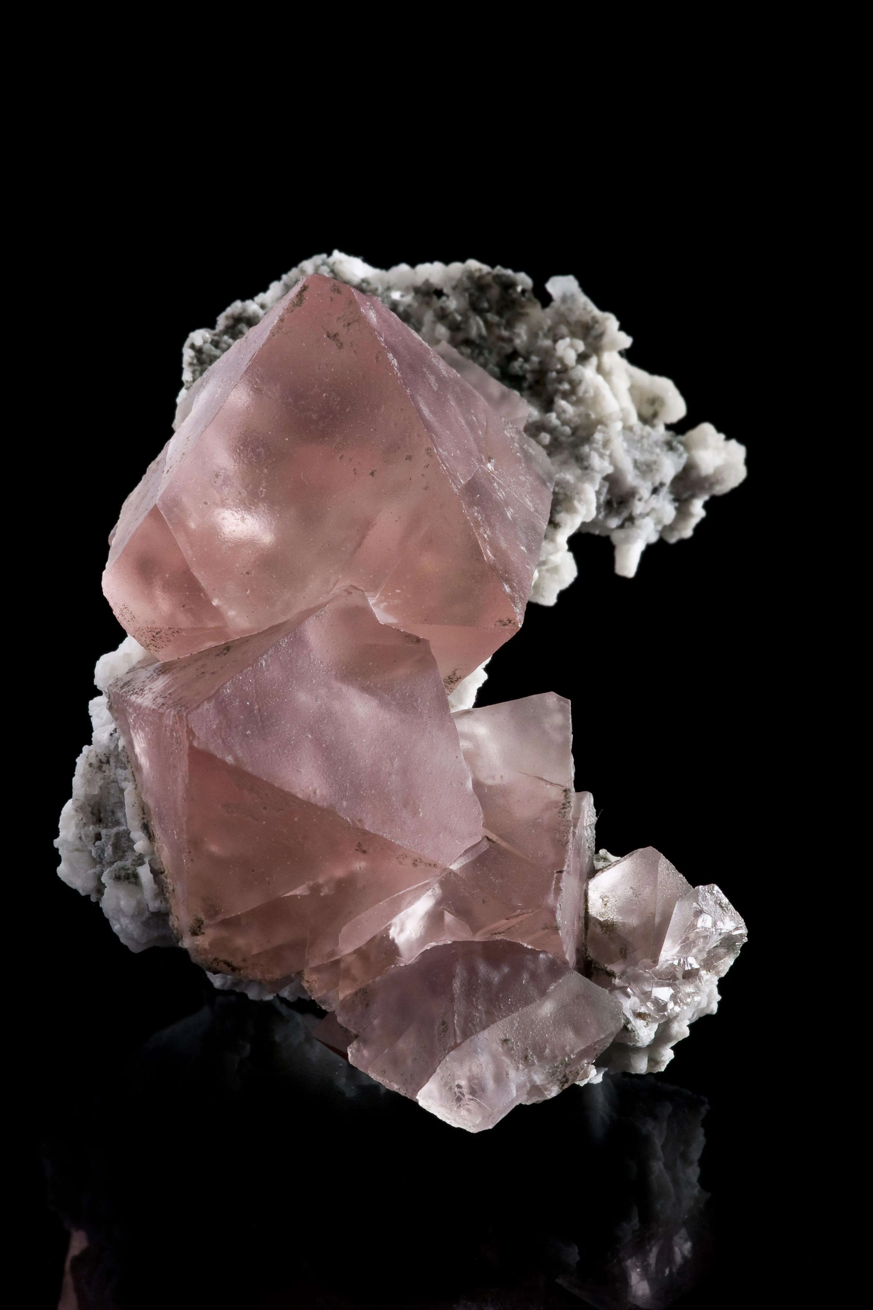 Pink Fluorite on Feldspar - image 1