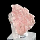 Pink Fluorite on Quartz from Mont-Blanc, France. Aesthetic crystals of translucent pastel pink alpine fluorite on bright, transparent quartz - image 1