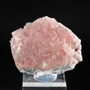 Pink Fluorite on Quartz from Mont-Blanc, France. Aesthetic crystals of translucent pastel pink alpine fluorite on bright, transparent quartz - image 6