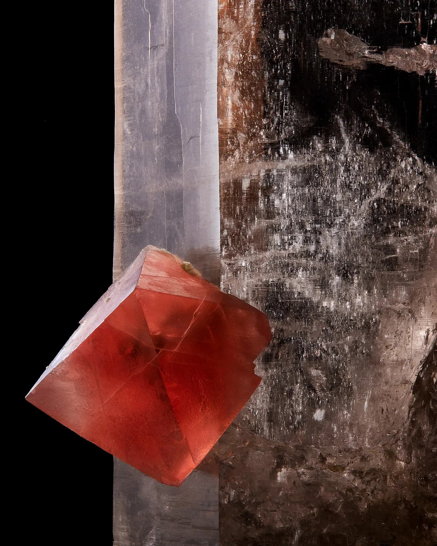 PINK FLUORITE ON SMOKY QUARTZ Tiefengletscher, Furka, Uri, Switzerland - image 3