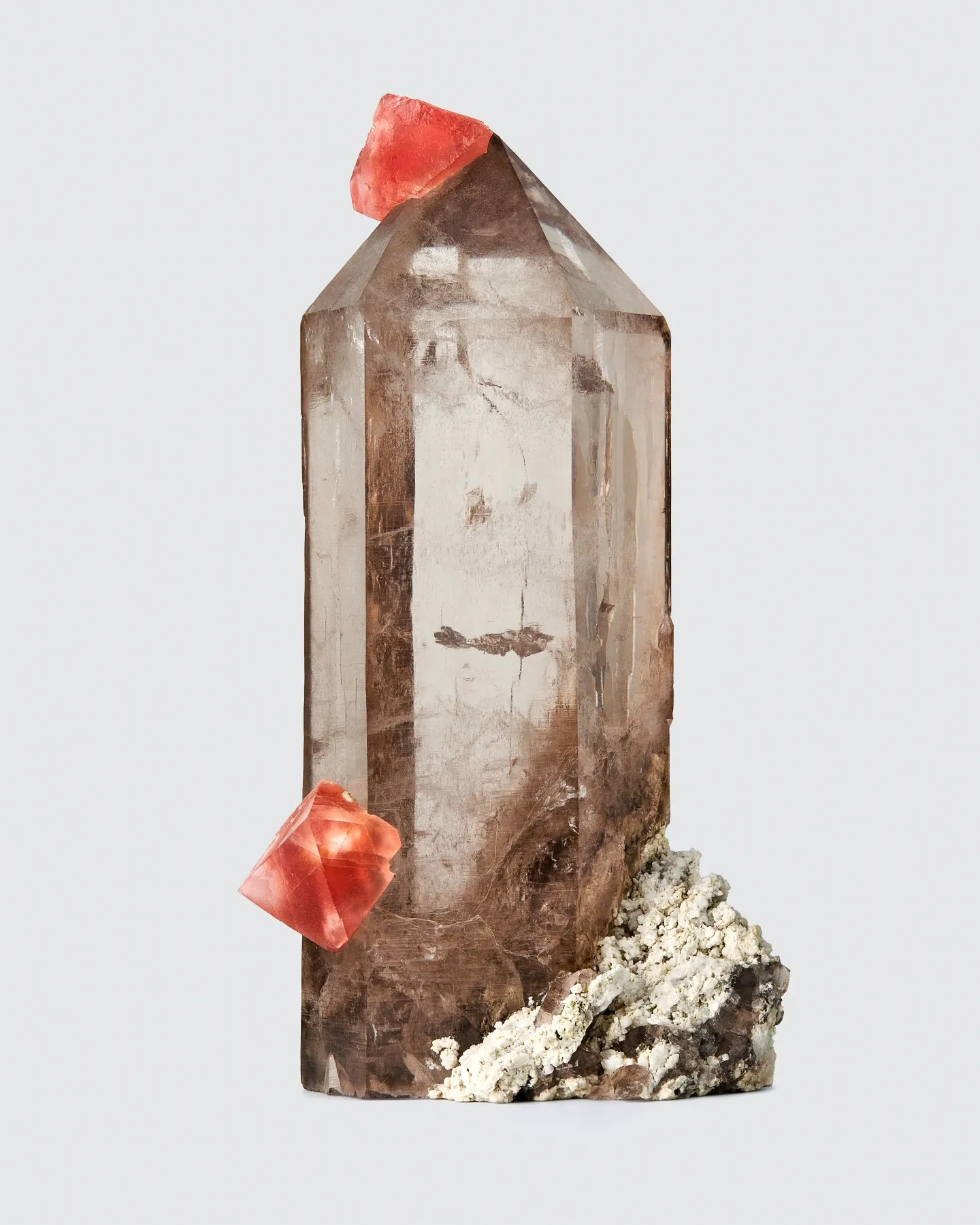 PINK FLUORITE ON SMOKY QUARTZ Tiefengletscher, Furka, Uri, Switzerland - image 2