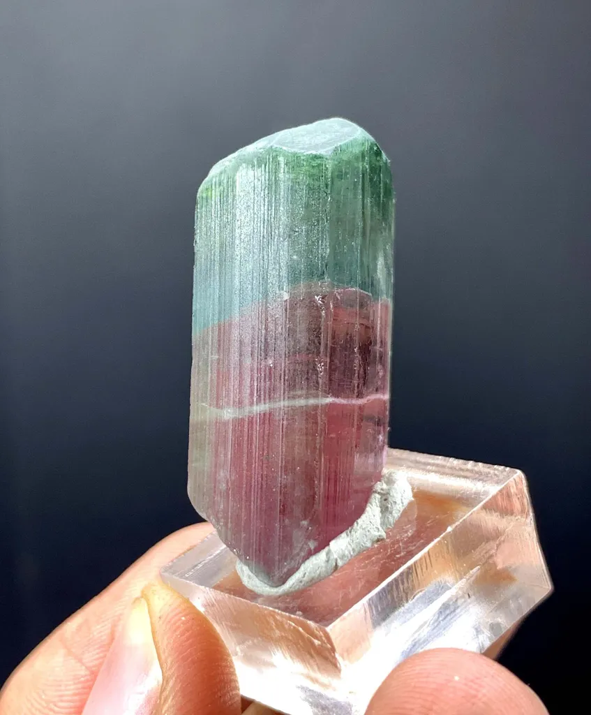 Pink-Green Zoning Bicolor Tourmaline Crystal from Afghanistan - image 8