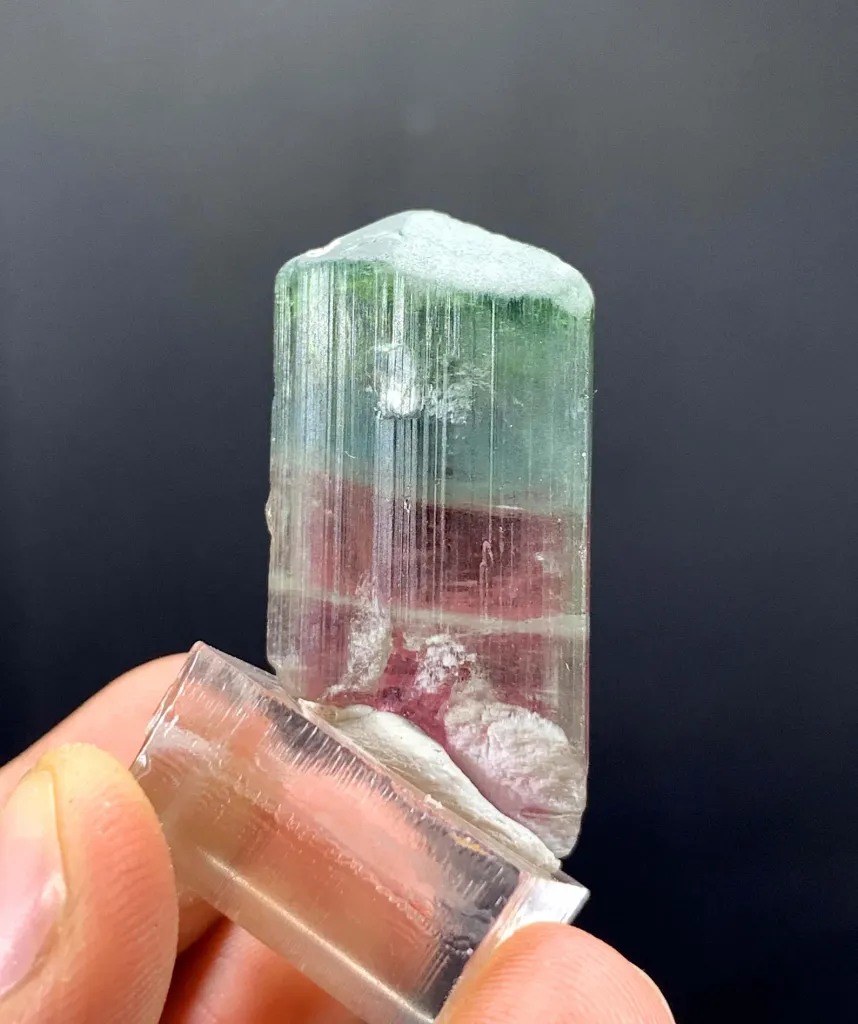 Pink-Green Zoning Bicolor Tourmaline Crystal from Afghanistan - image 7