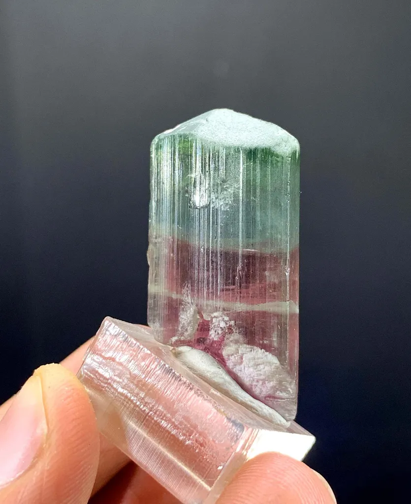 Pink-Green Zoning Bicolor Tourmaline Crystal from Afghanistan - image 5
