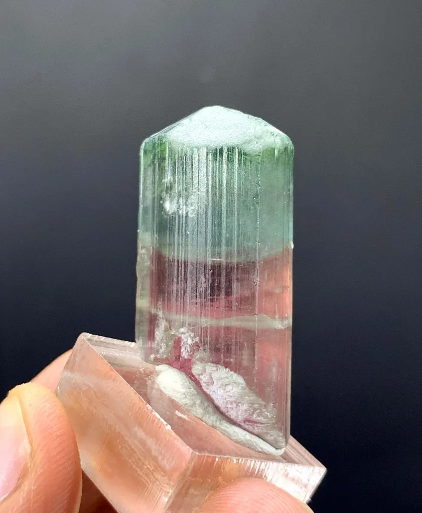 Pink-Green Zoning Bicolor Tourmaline Crystal from Afghanistan - image 4