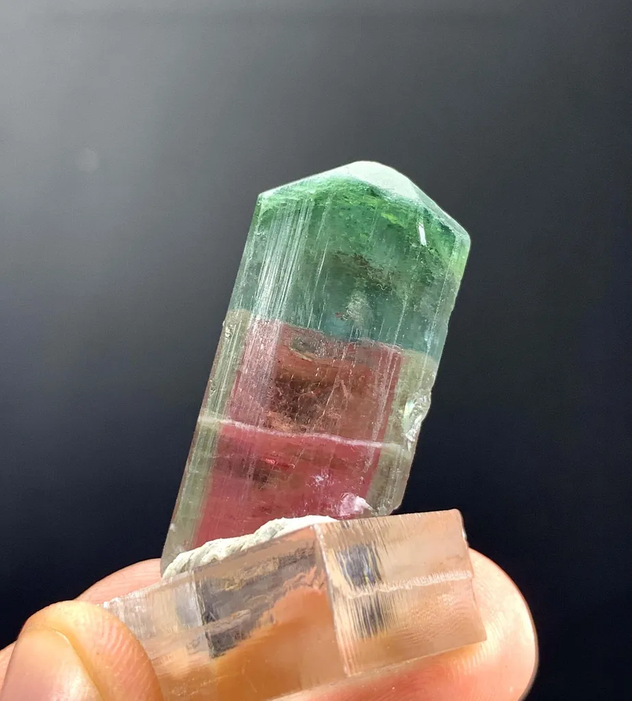 Pink-Green Zoning Bicolor Tourmaline Crystal from Afghanistan - image 3