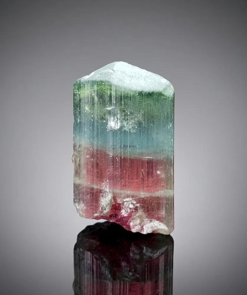 Pink-Green Zoning Bicolor Tourmaline Crystal from Afghanistan image