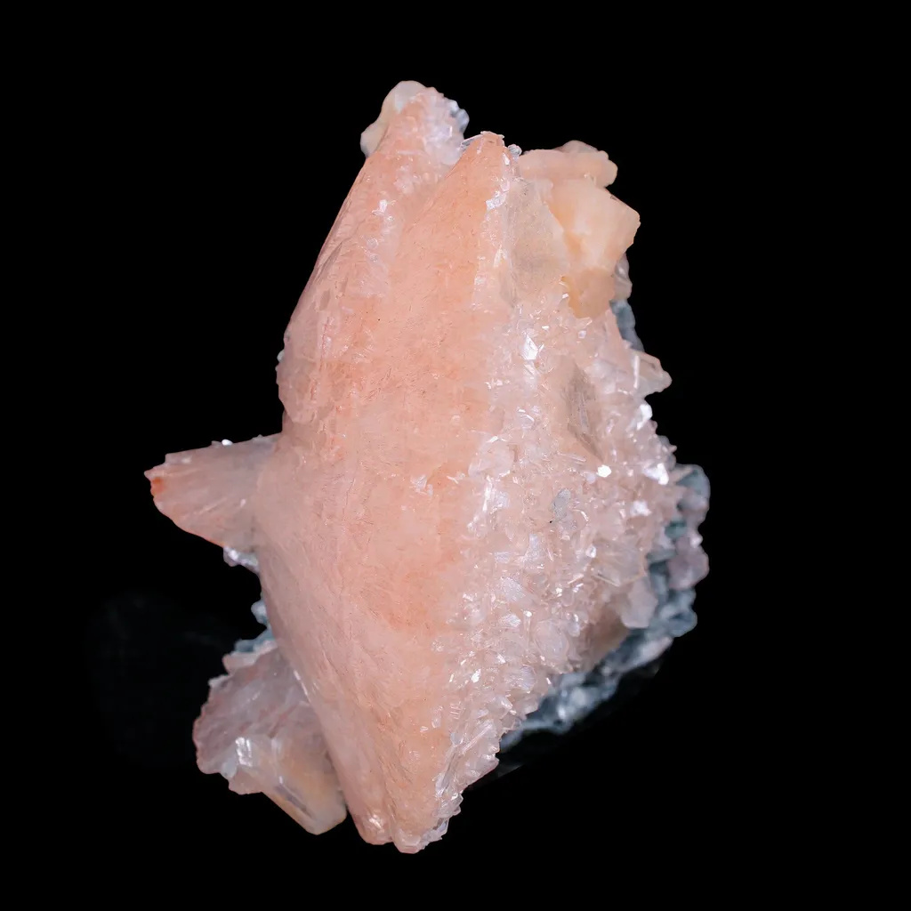 Pink Heulandite Crystal Cluster on Chalcedony – Jalgaon Zeolite Specimen - image 7