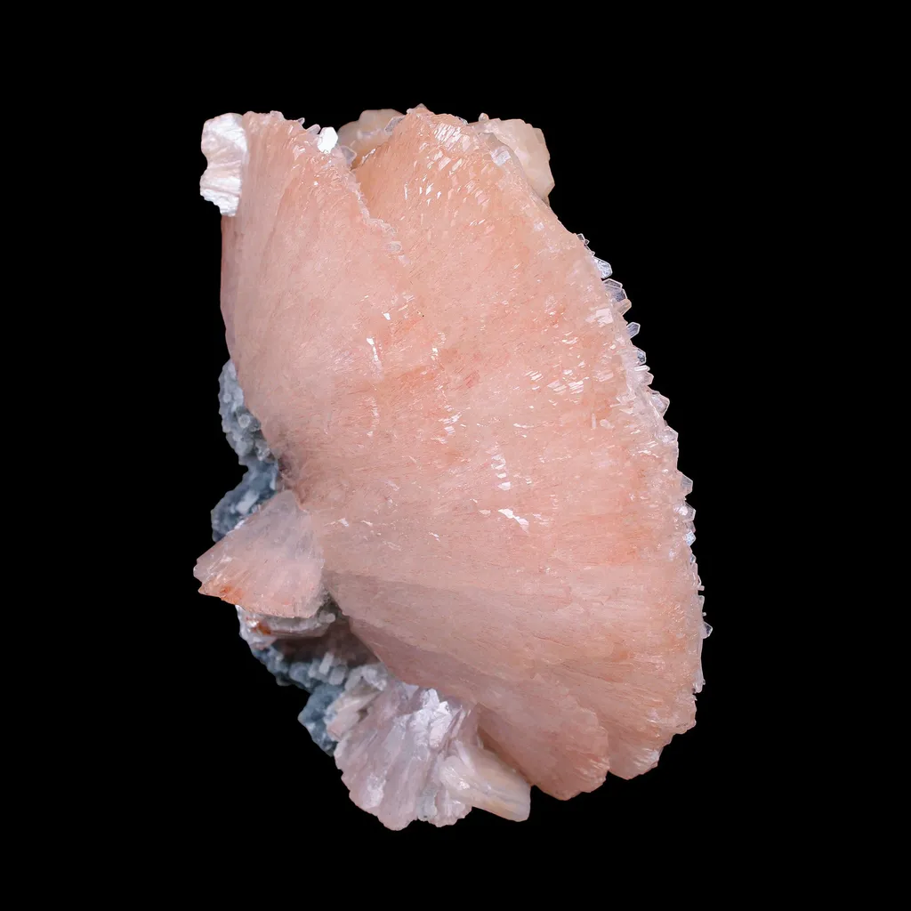 Pink Heulandite Crystal Cluster on Chalcedony – Jalgaon Zeolite Specimen - image 2