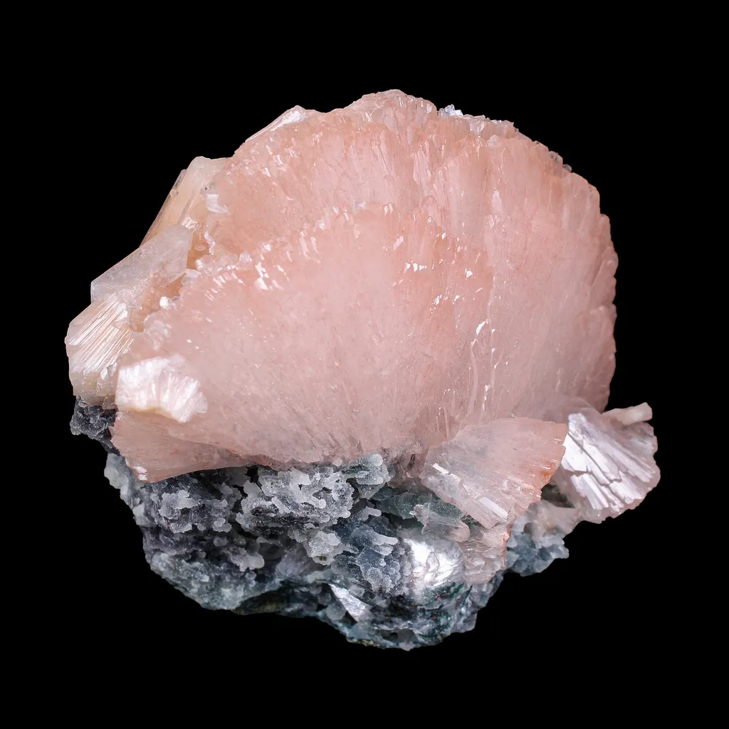 Pink Heulandite Crystal Cluster on Chalcedony – Jalgaon Zeolite Specimen - image 4