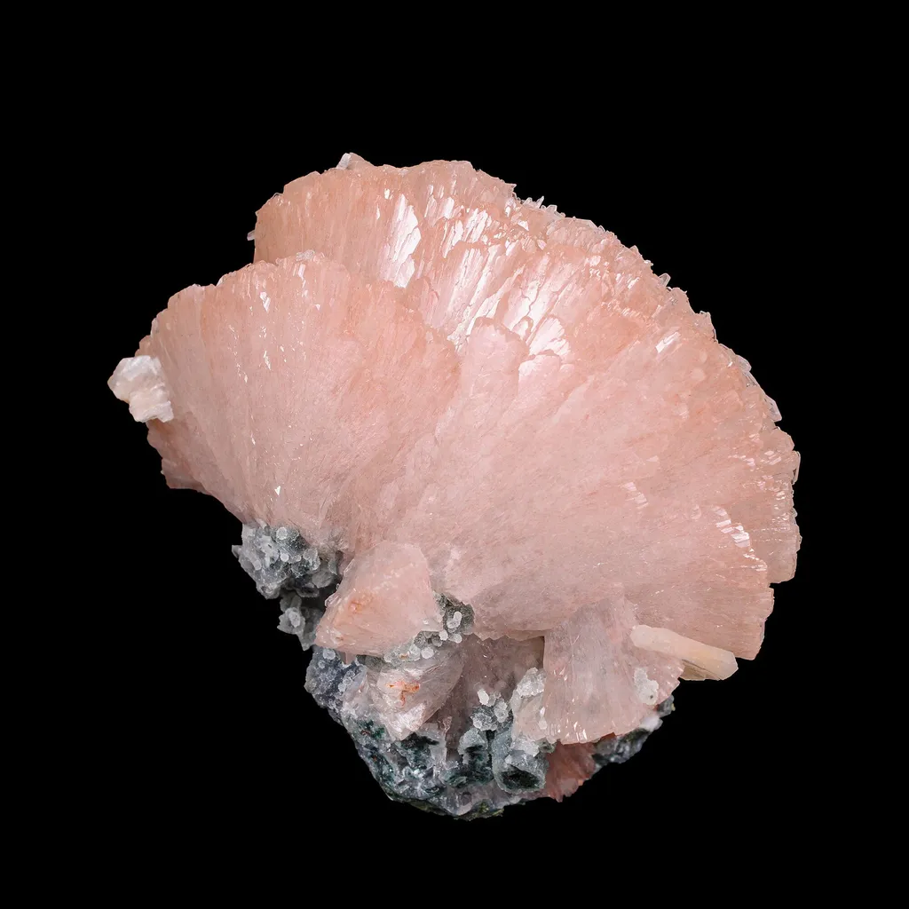 Pink Heulandite Crystal Cluster on Chalcedony – Jalgaon Zeolite Specimen - image 3