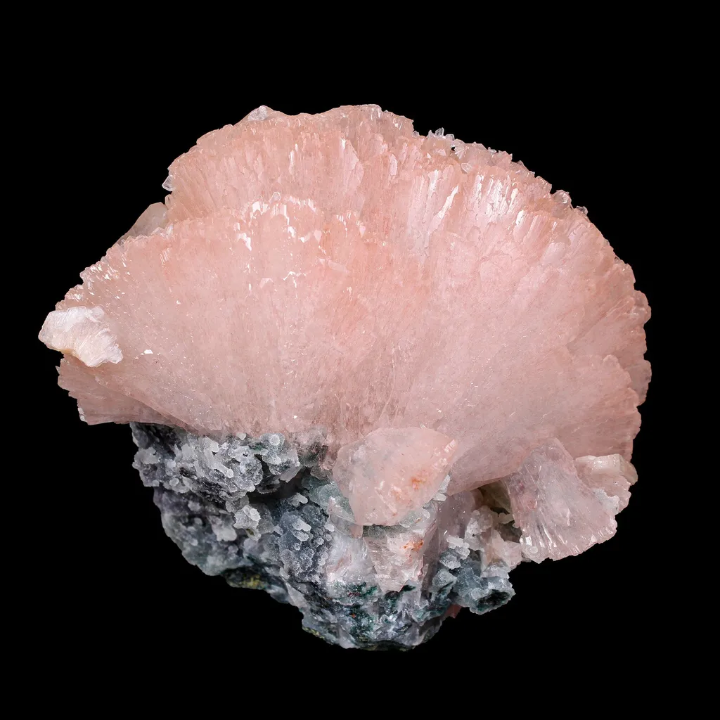 Pink Heulandite Crystal Cluster on Chalcedony – Jalgaon Zeolite Specimen image
