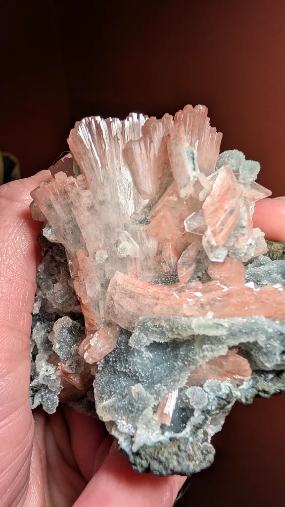 Pink Heulandite on Gray Chalcedony; Jalgaon, India image