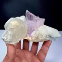 Pink Kunzite Crystals Specimen Combine With DT Quartz - image 1