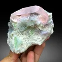 Pink Morganite with Green Tourmalines, Lepidolite and Cleavelandite Albite Specimen - 382 gram - image 6