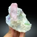 Pink Morganite with Green Tourmalines, Lepidolite and Cleavelandite Albite Specimen - 382 gram - image 9