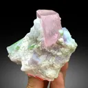 Pink Morganite with Green Tourmalines, Lepidolite and Cleavelandite Albite Specimen - 382 gram - image 7