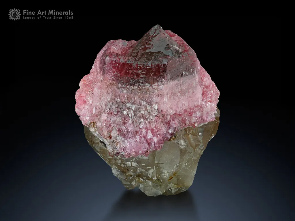 Pink Rose Quartz on Quartz from Afghanistan image