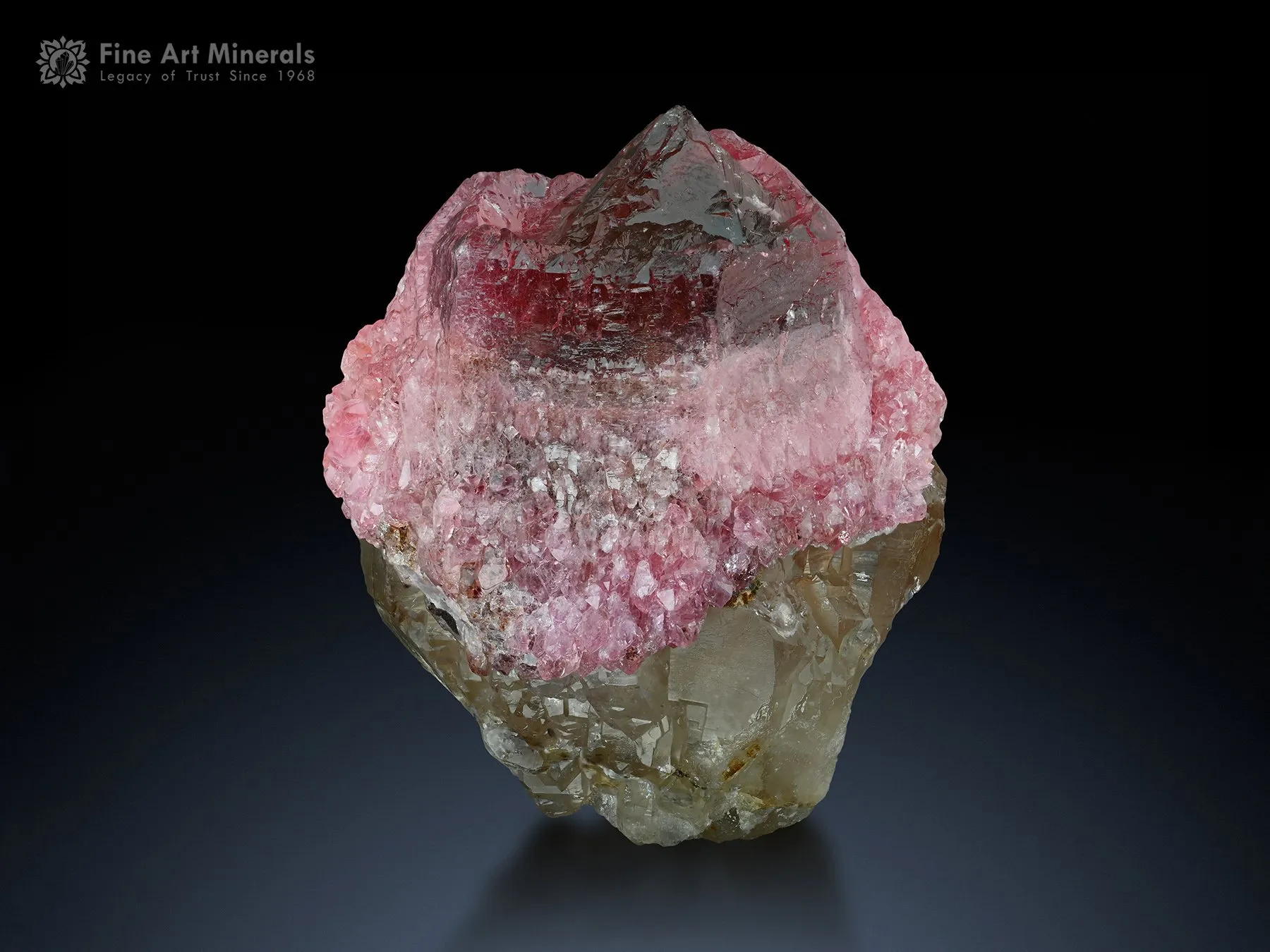 Pink Rose Quartz on Quartz from Afghanistan - image 1