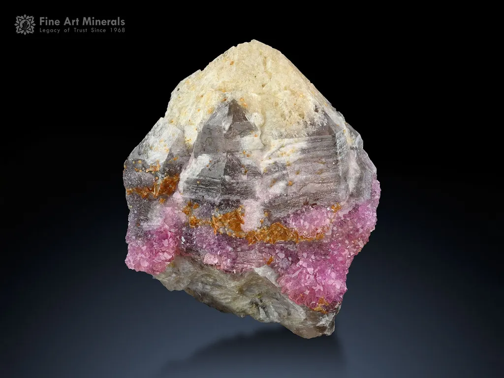 Pink Rose Quartz with Smoky Quartz from Afghanistan image