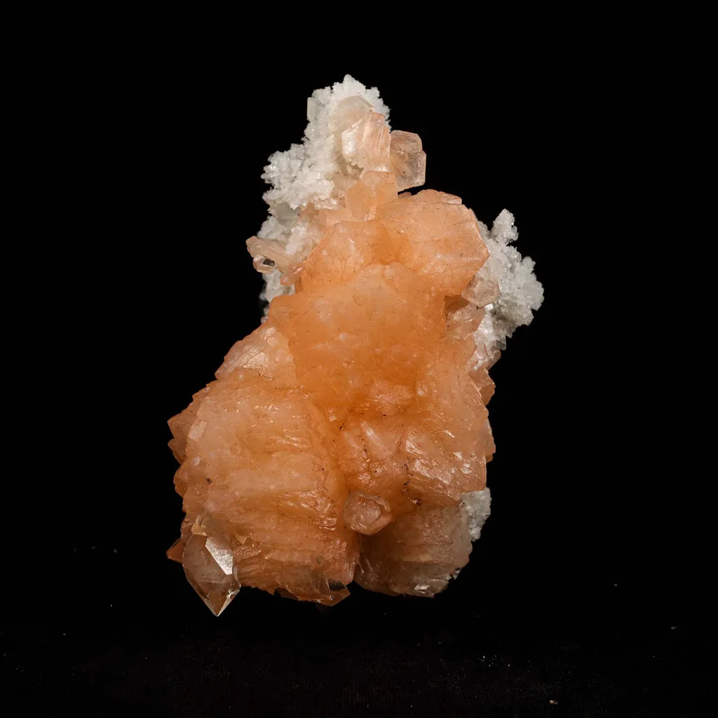 Pink Stilbite Cluster on Chalcedony Natural Mineral Specimen image