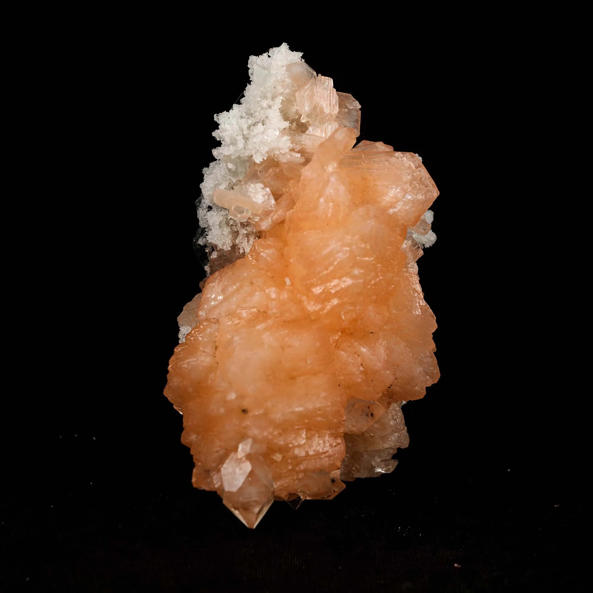 Pink Stilbite Cluster on Chalcedony Natural Mineral Specimen - image 2