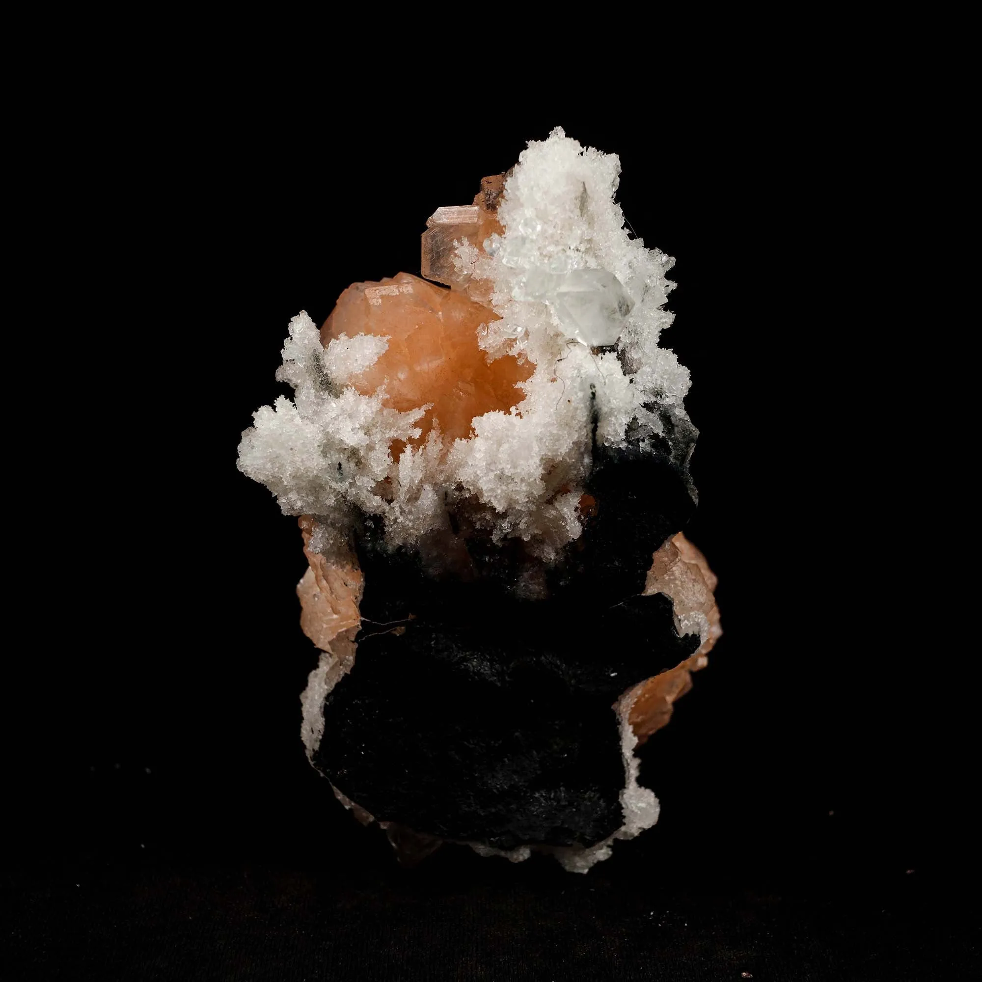 Pink Stilbite Cluster on Chalcedony Natural Mineral Specimen - image 5