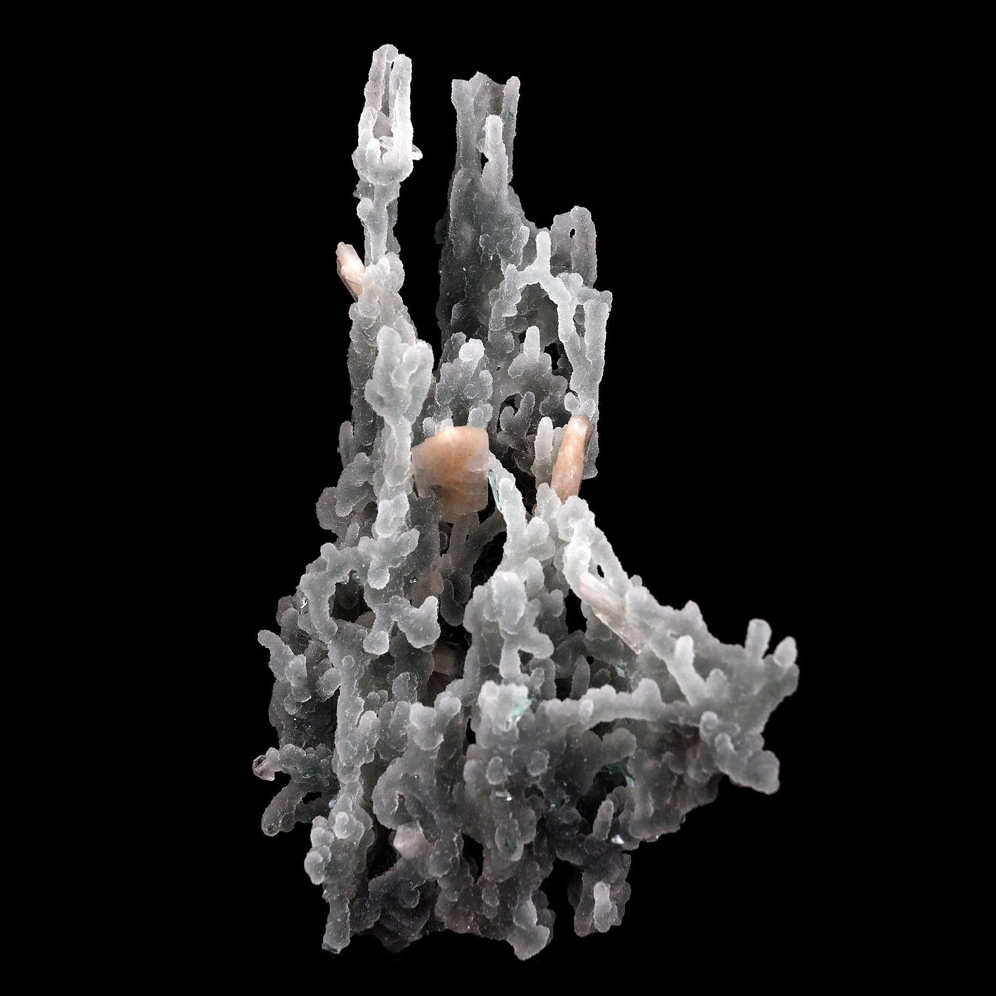 Pink Stilbite Crystal on Chalcedony Sea Coral Formation Natural Mineral Specimen - image 2