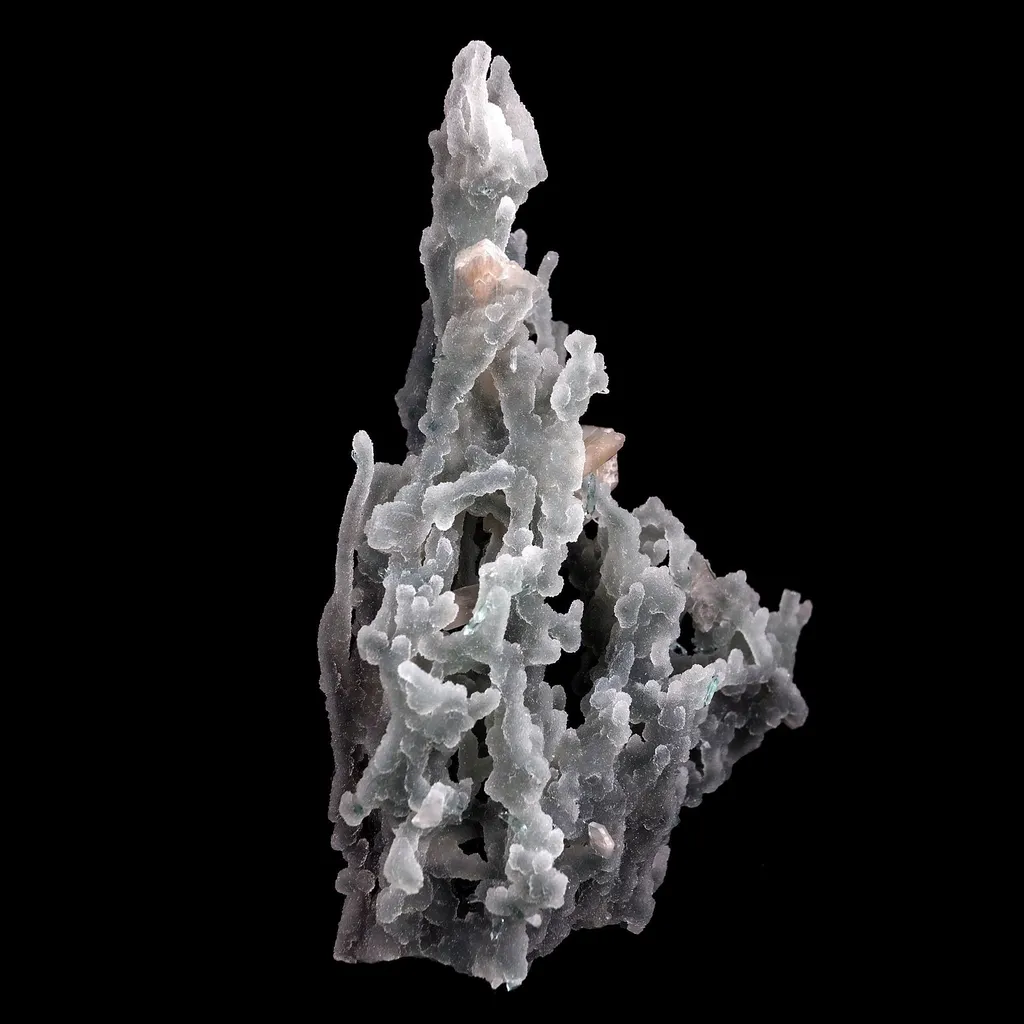 Pink Stilbite Crystal on Chalcedony Sea Coral Formation Natural Mineral Specimen - image 3