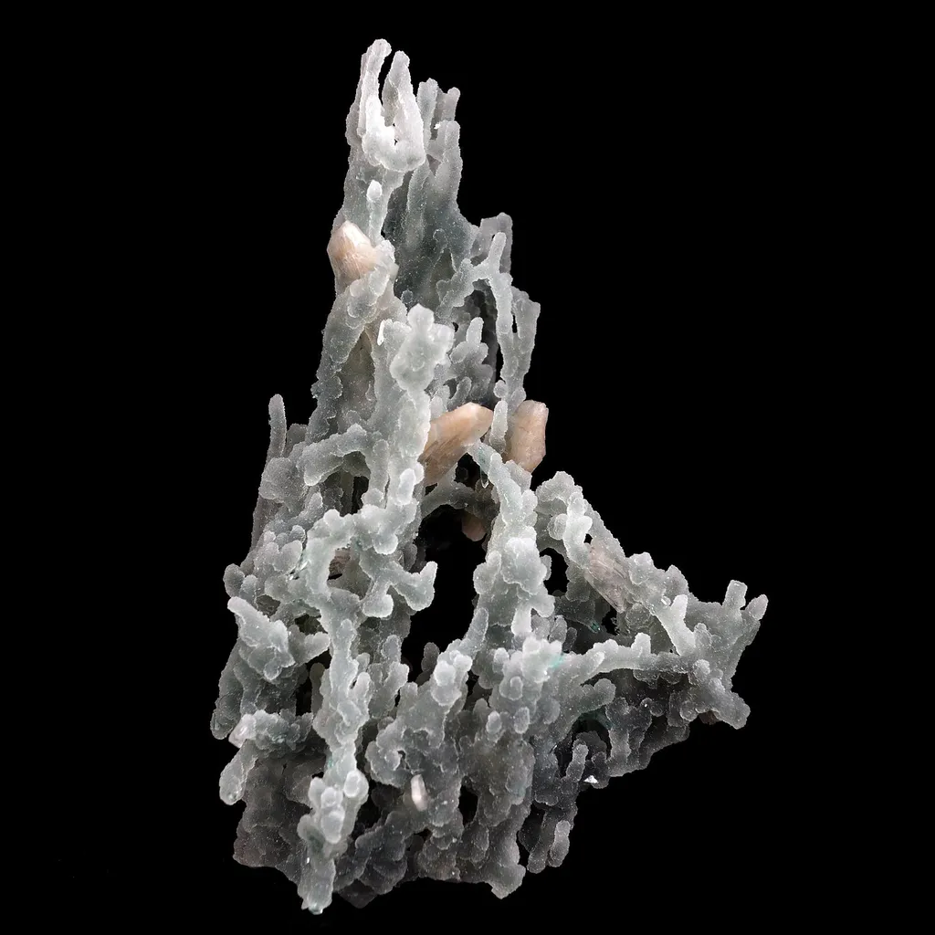 Pink Stilbite Crystal on Chalcedony Sea Coral Formation Natural Mineral Specimen image