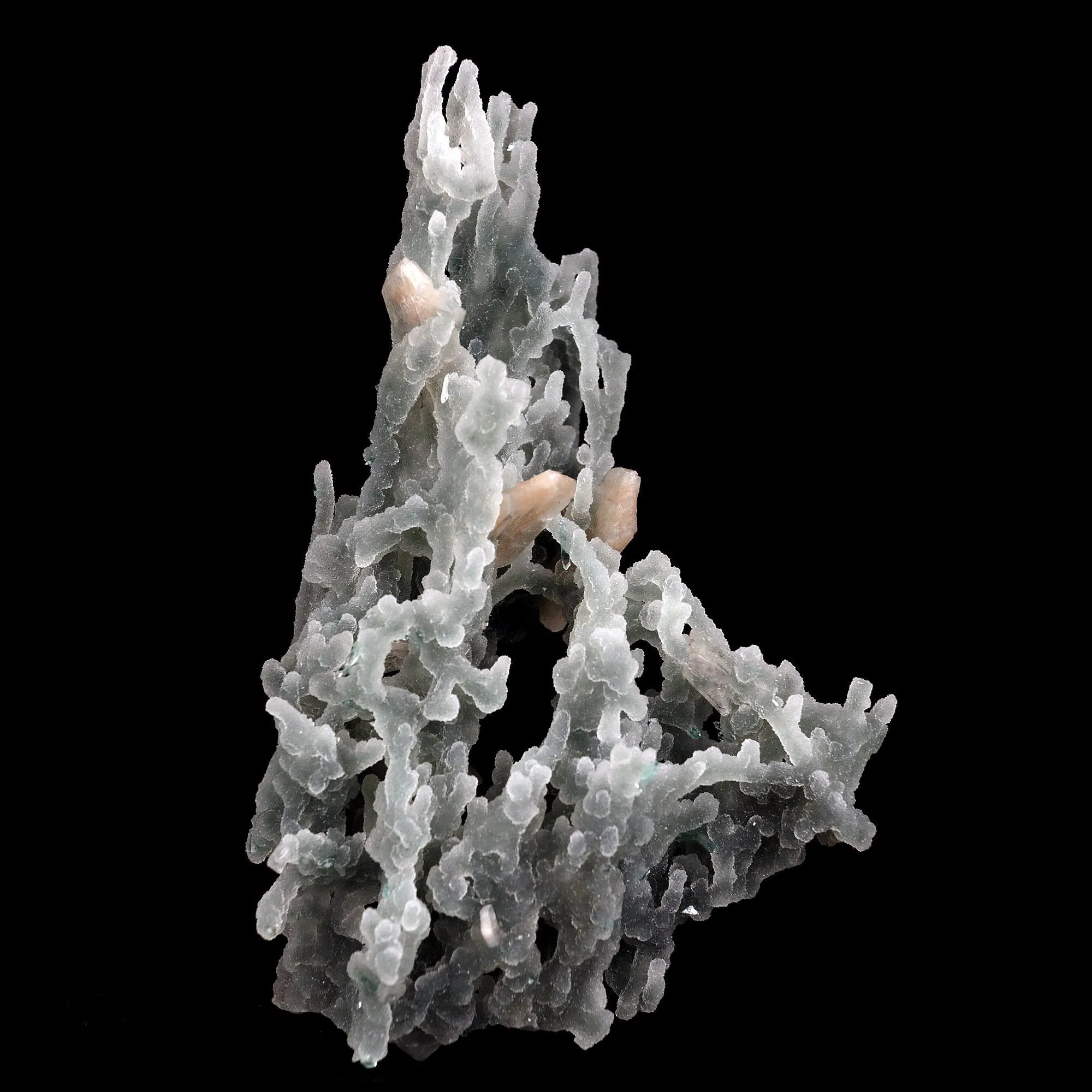 Pink Stilbite Crystal on Chalcedony Sea Coral Formation Natural Mineral Specimen - image 1