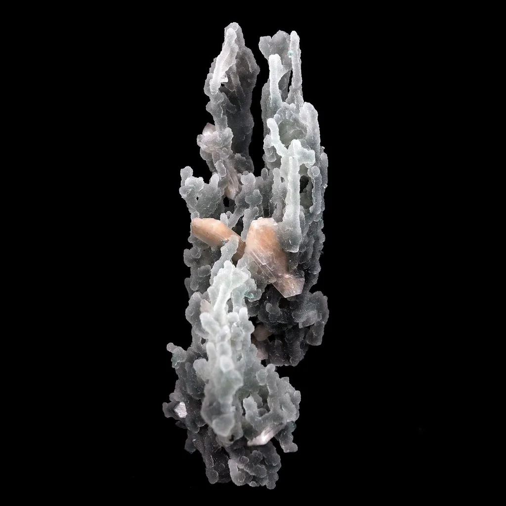 Pink Stilbite Crystal on Chalcedony Sea Coral Formation Natural Mineral Specimen - image 6