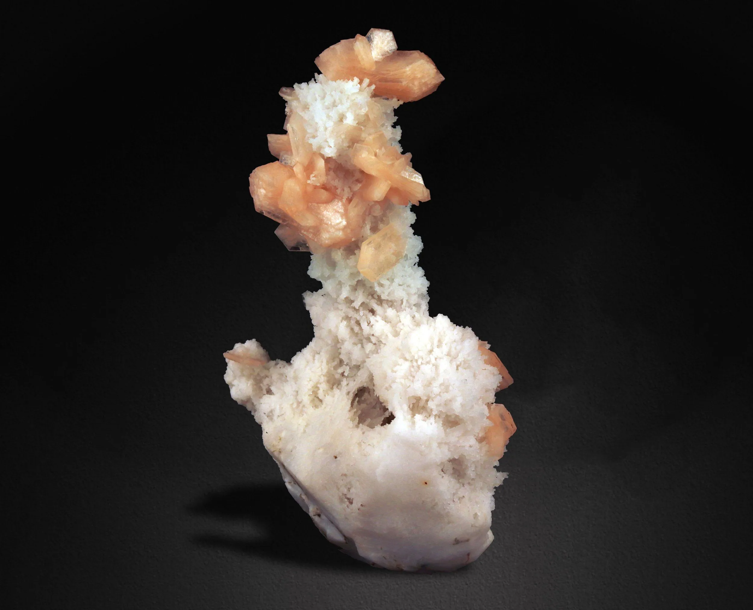 Pink Stilbite Crystals on Chalcedony - image 3