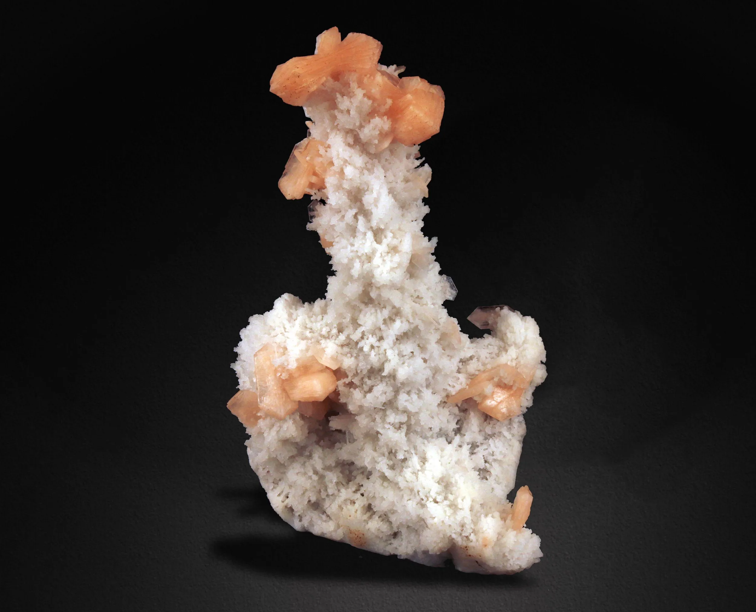 Pink Stilbite Crystals on Chalcedony - image 1