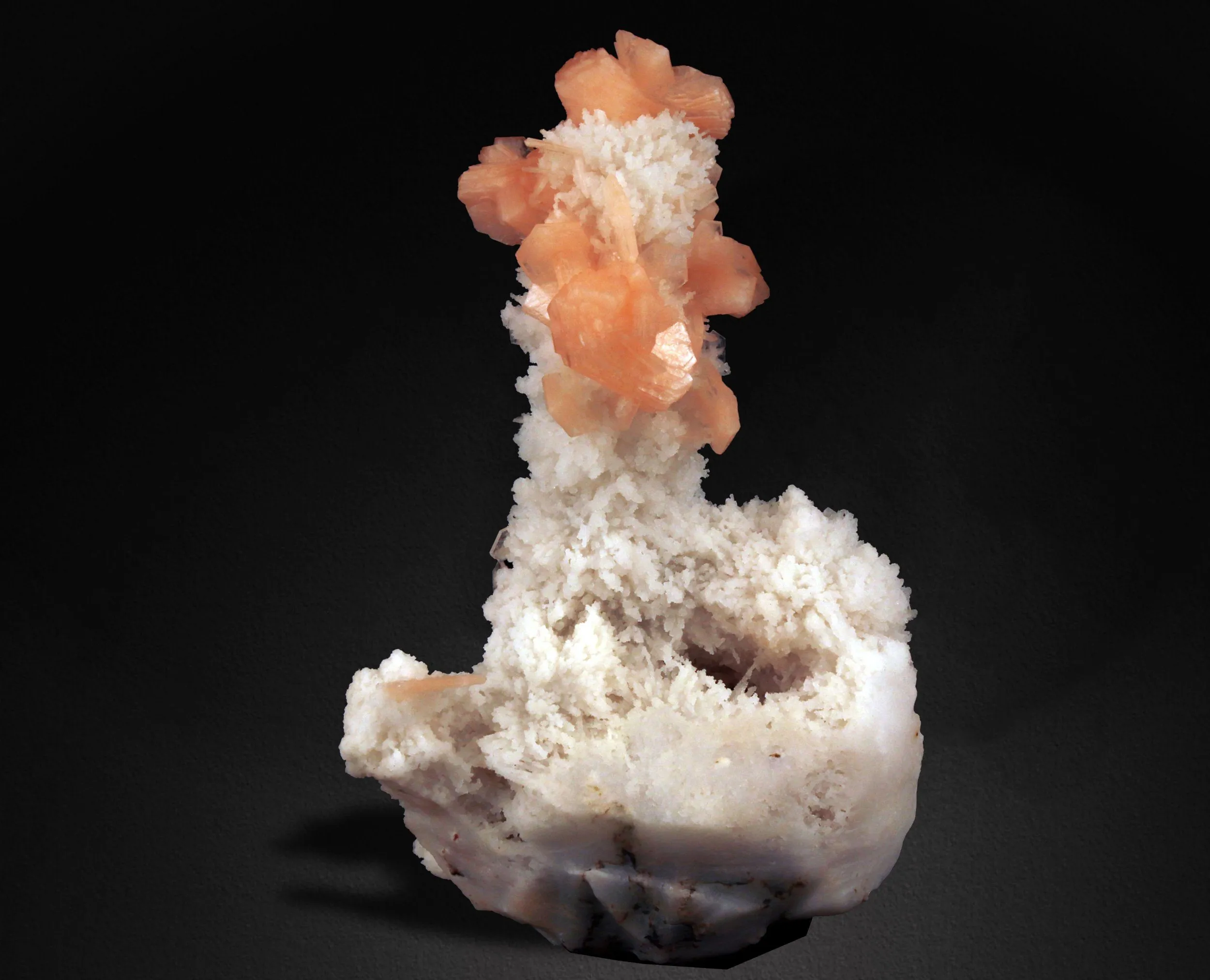 Pink Stilbite Crystals on Chalcedony - image 5