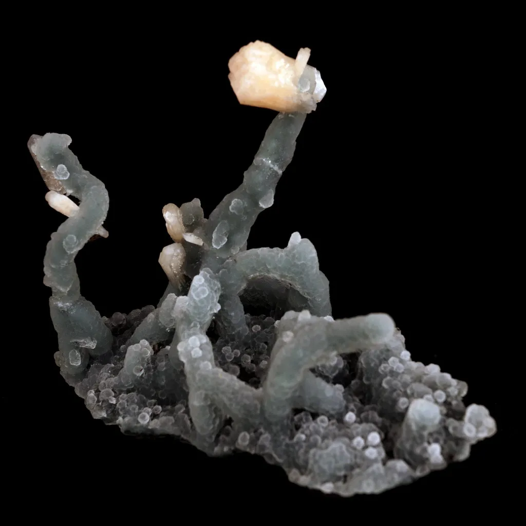Pink Stilbite on Chalcedony Stalactite Natural Mineral Specimen - image 2