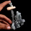 Pink Stilbite on Chalcedony Stalactite Natural Mineral Specimen - image 4