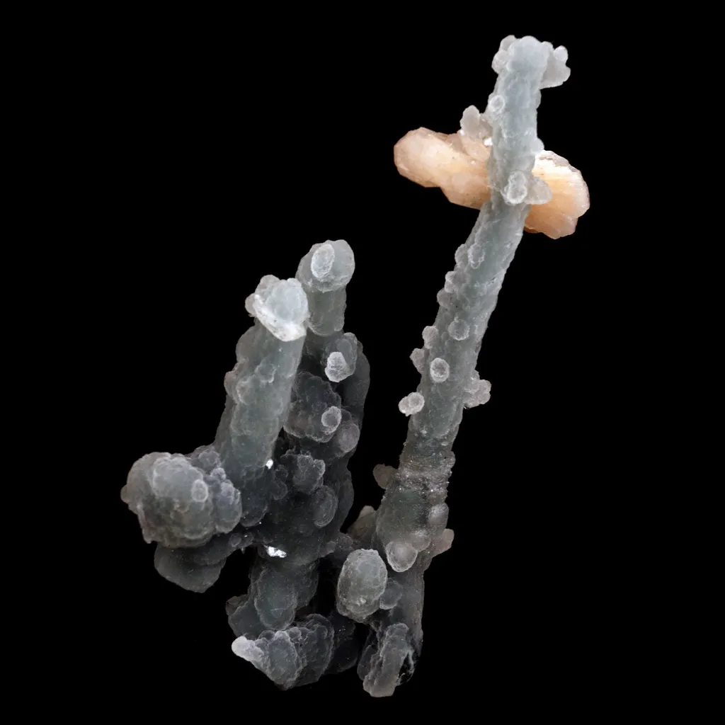 Pink Stilbite on Chalcedony Stalactite Natural Mineral Specimen - image 5