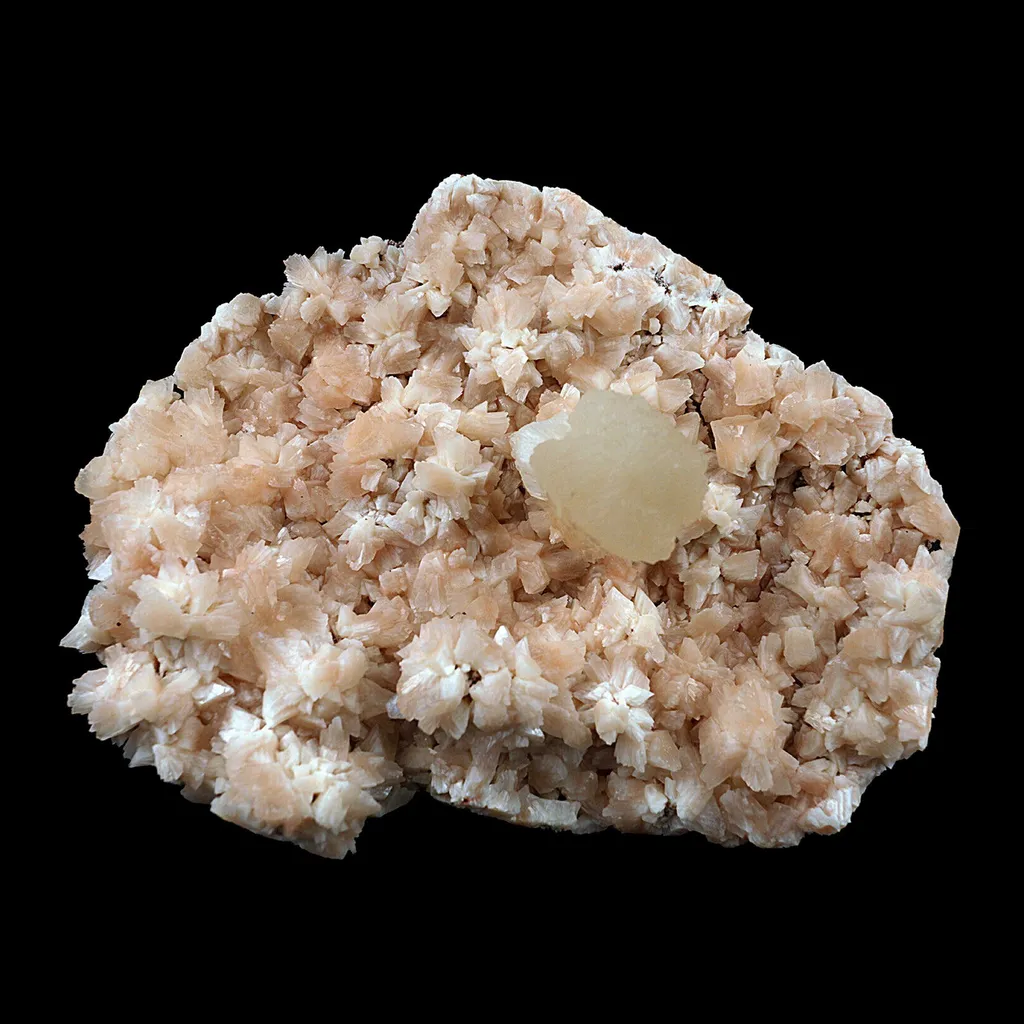 Pink Stilbite on Heulandite Natural Mineral Specimen image