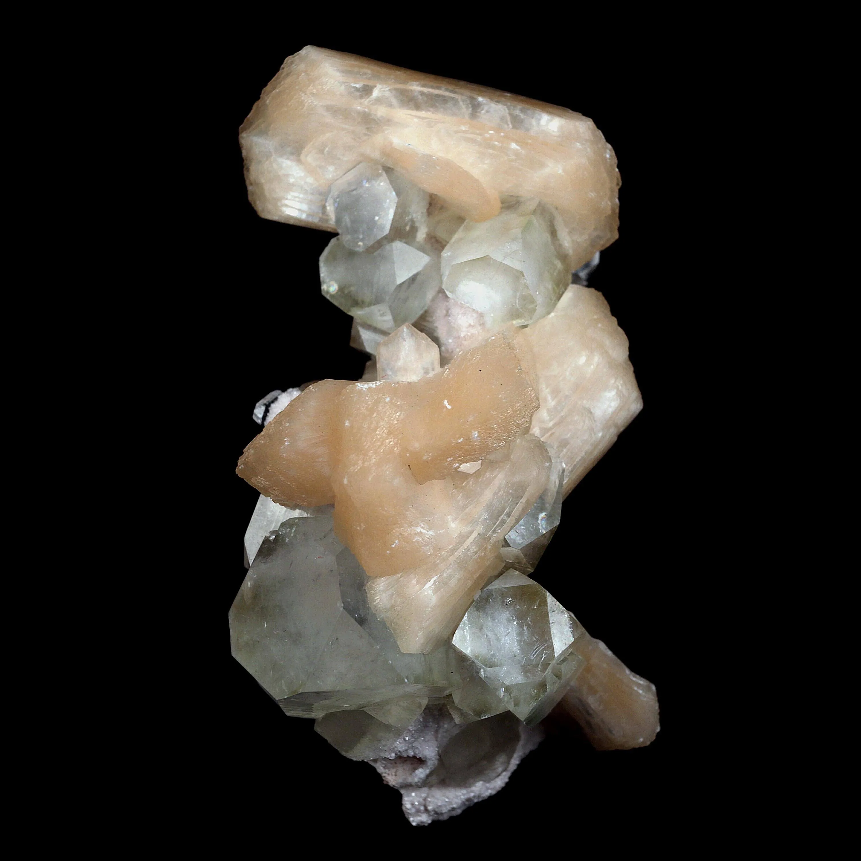 Pink Stilbite with Apophyllite Natural Mineral Specimen - image 2