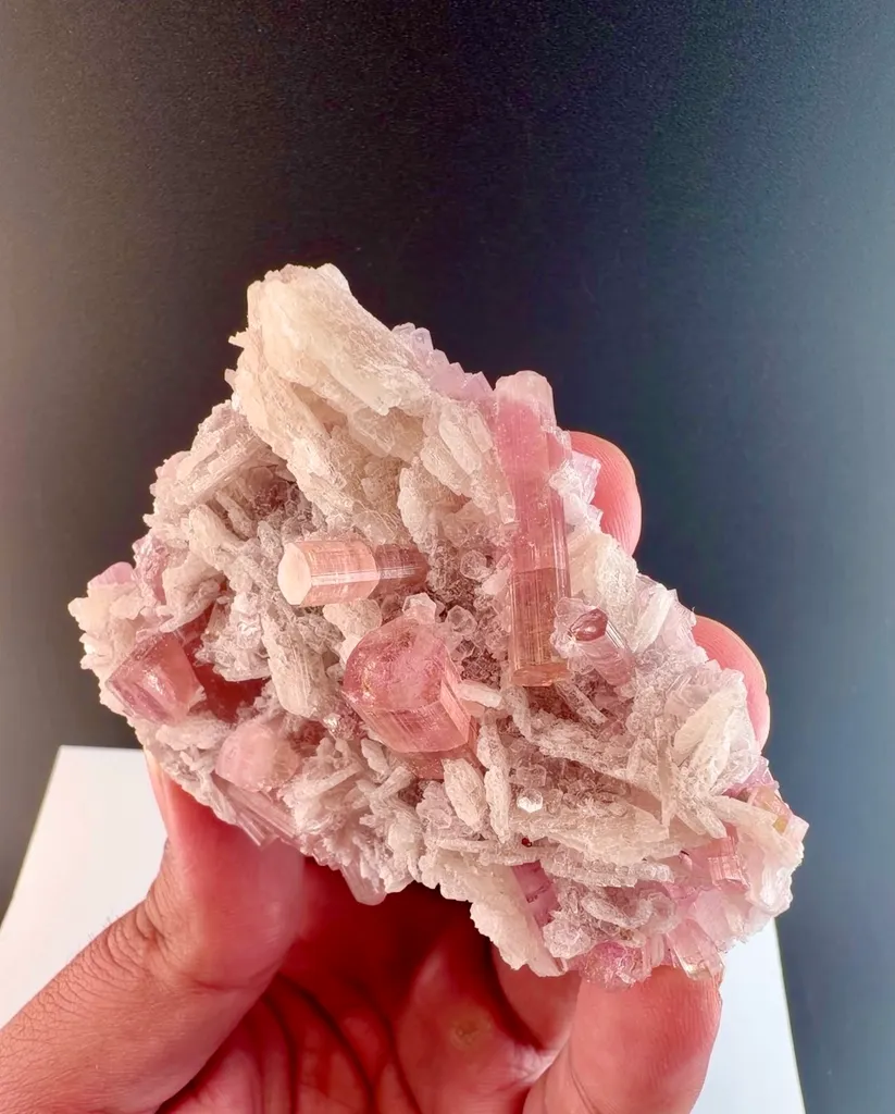 Pink Tourmaline crystal cluster on matrix from Afghanistan - image 4