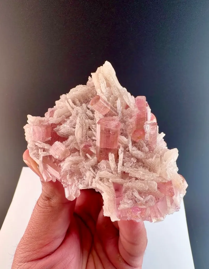 Pink Tourmaline crystal cluster on matrix from Afghanistan - image 2