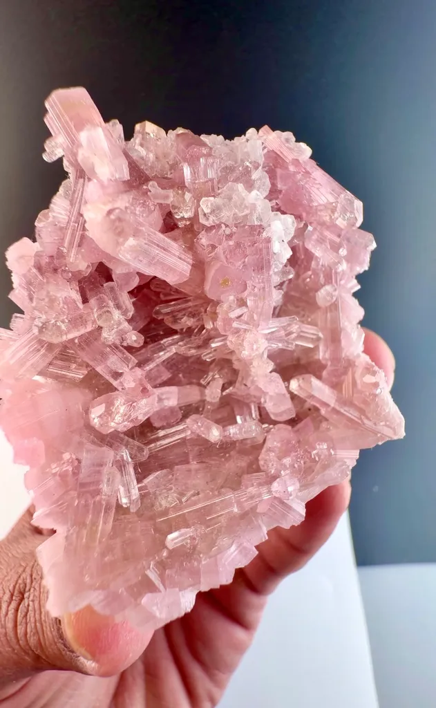 Pink Tourmaline crystal cluster on matrix from Afghanistan - image 3